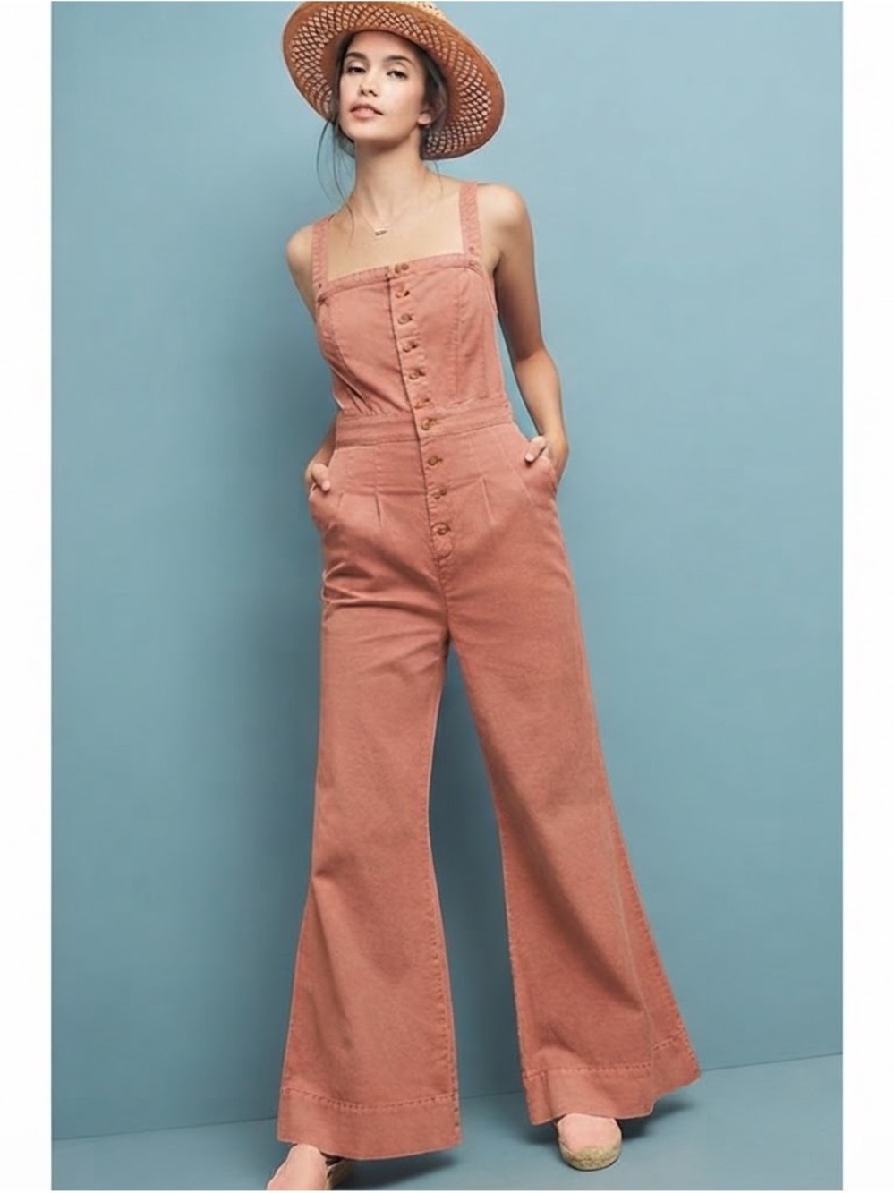 Anthropologie Pilcro and The Letterpress Button-Front Wide Leg Jumpsuit - #251